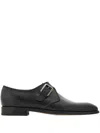 Ferragamo Buckle-fastening Leather Monk Shoes In Black