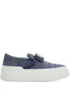 Ferragamo Buckle Frayed Slip-on Sneakers In Blue