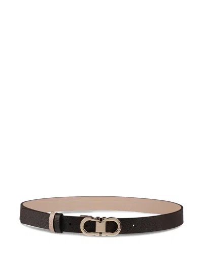Ferragamo Buckle Leather Belt In Black