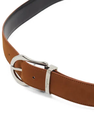 Pre-owned Ferragamo Buckle Leather Belt In Brown