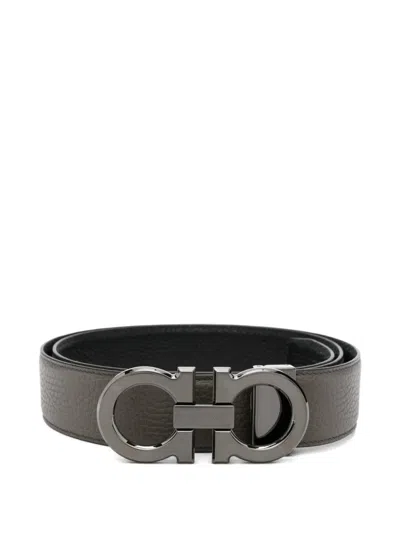Ferragamo Buckle Leather Belt In Blue