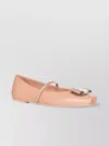 Ferragamo Nude Nappa Leather New Vara Plate Ballet Flats