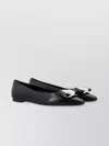 Ferragamo Pointed Toe Metallic Accent Bow Detail Ballerina Shoes