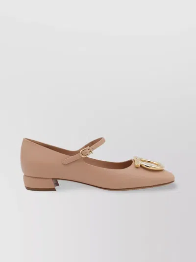 Ferragamo Buckle Round Toe Ballerina Shoes