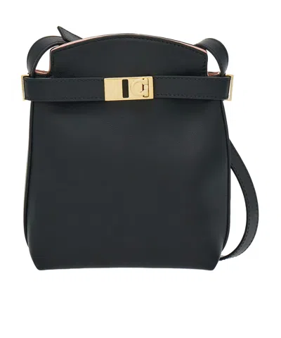 Ferragamo Buckle Shoulder Bag In Black
