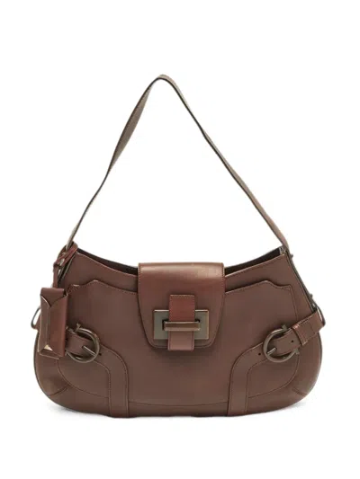 Pre-owned Ferragamo Buckle Shoulder Bag In Brown