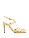 Ferragamo 95mm Lipa Metallic Leather Sandals In Gold