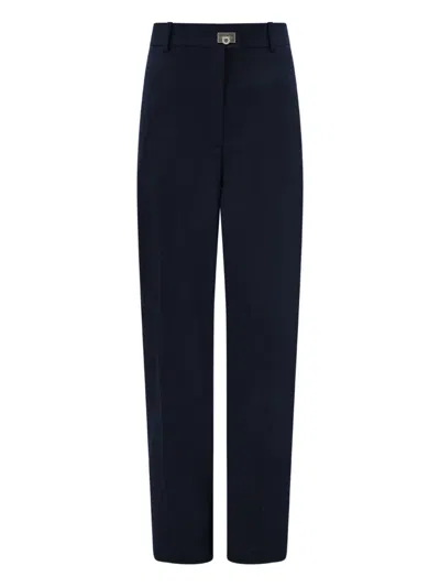 Ferragamo Buckle Tailored Trousers In Blue