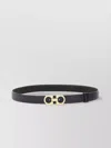 Ferragamo Buckle Textured Adjustable Belt In Black
