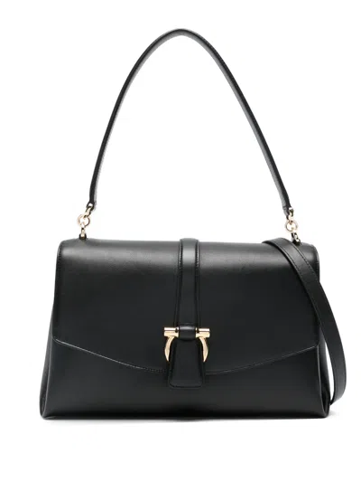 Ferragamo Buckle Tote Bag In Black