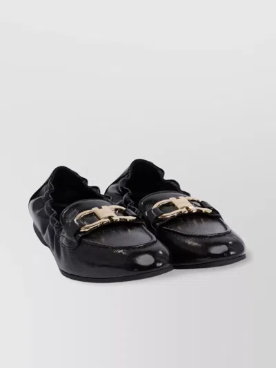 Ferragamo Buckle Trim Loafers & Slippers In Black