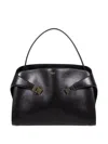 Ferragamo Maxi Grain Bicolor Structured Shoulder Bag In Brown