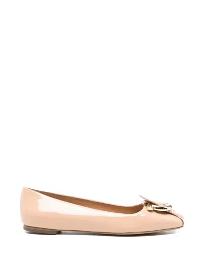 Ferragamo Buckle-detail Ballet Flats In Pink