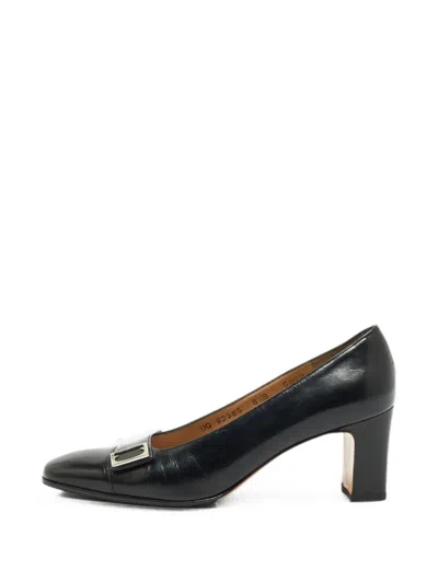 Pre-owned Ferragamo Buckle-detail Block-heel Pumps In Black