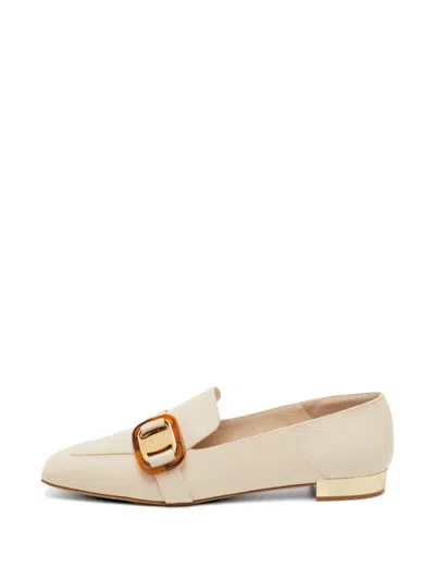 Pre-owned Ferragamo Buckle-detail Leather Loafers In Neutral