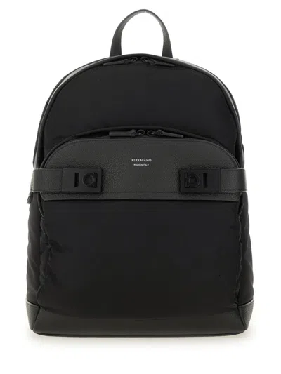 Ferragamo Buckles "hooks" Backpack In Black