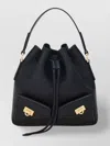 Ferragamo Buckles Textured Multipocket Bucket Bag