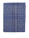 Ferragamo Wool Scarf With Hooks In Azul
