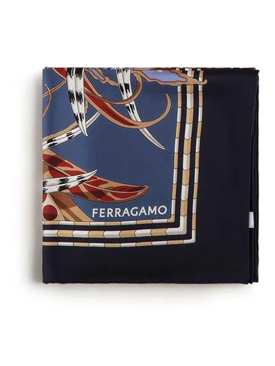 Ferragamo Printed Silk Scarf In Black