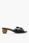 Ferragamo Bulma 45 Spherical Heel Leather Mules In Black