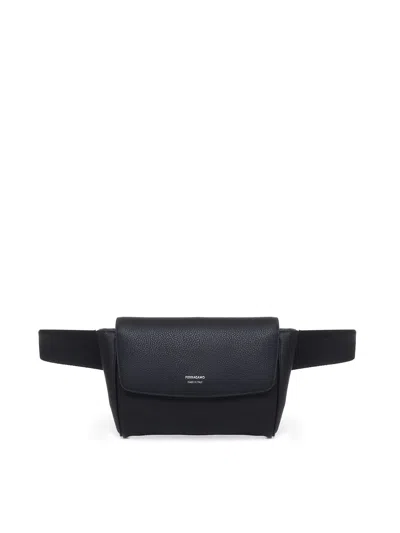 Ferragamo Bum Bag With Hammered Calfskin Structure In Black