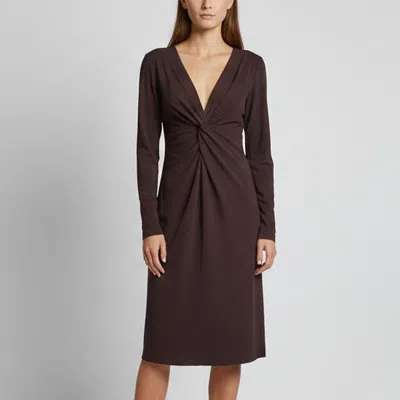 Pre-owned Ferragamo Burgundy Crepe Draped Midi Dress M