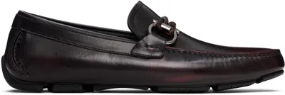 Ferragamo Burgundy Gancini Ornament Driver Loafers