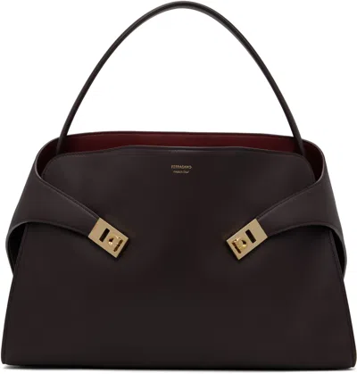 Ferragamo Burgundy Hug Soft Bicolor L Shoulder Bag