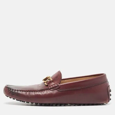 Pre-owned Ferragamo Burgundy Leather Slip On Loafers Size 40.5