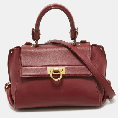 Pre-owned Ferragamo Burgundy Leather Small Sofia Top Handle Bag