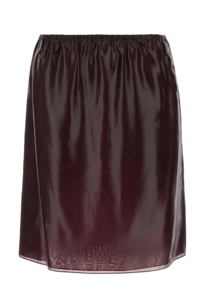 FERRAGAMO BURGUNDY NYLON BLEND SKIRT