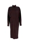 Ferragamo Burgundy Satin Dress In Brown