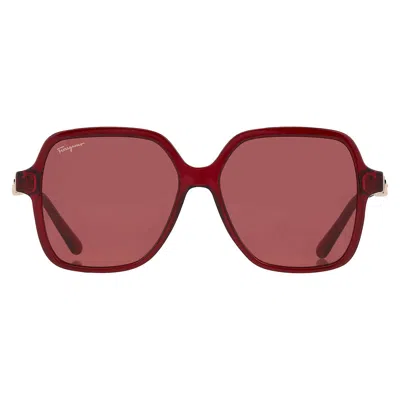 Ferragamo Burgundy Square Ladies Sunglasses Sf1083s 612 57 In Red