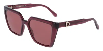 Ferragamo Burgundy Square Ladies Sunglasses Sf2058se 612 54