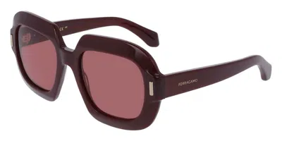 Ferragamo Burgundy Square Ladies Sunglasses Sf2068se 606 54