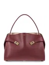Ferragamo Burgundy Structured Bag With Gold-tone Hardware In Burgundy