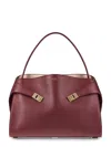 Ferragamo Burgundy Structured Bag With Gold-tone Hardware In White