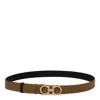 Ferragamo Reversible And Adjustable Gancini Belt In Brown