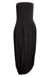 Ferragamo Black Solid Strapless Maxi Dress In Blue