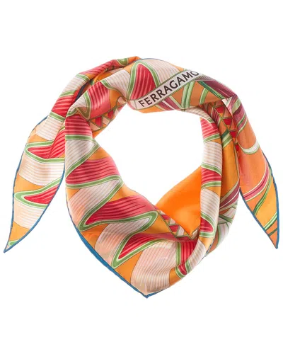 Ferragamo Butterflies Print Silk Scarf In Orange