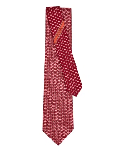 Ferragamo Butterfly-print Silk Tie In Red
