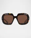Ferragamo Butterfly Rayon Blend Sunglasses In Dark Tortoise