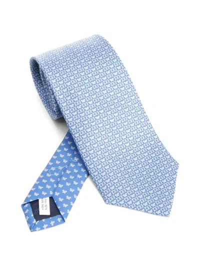 Ferragamo Butterfly-print Tie In Blue