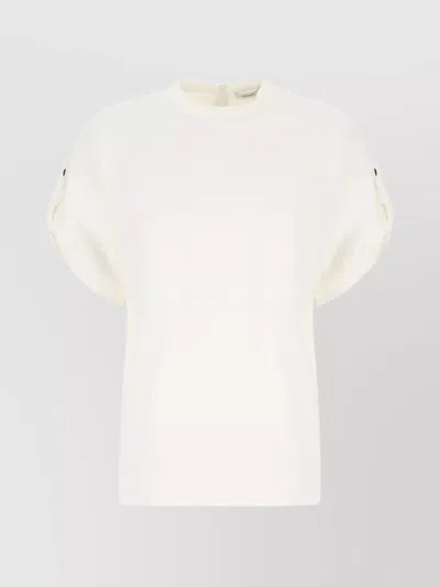 FERRAGAMO BUTTON DETAIL SHORT SLEEVE BLOUSE
