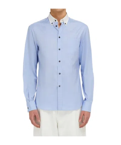 Ferragamo Button Down Oxford Shirt In Blue