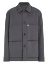 Ferragamo Button Patch Shirt Jacket In Gray