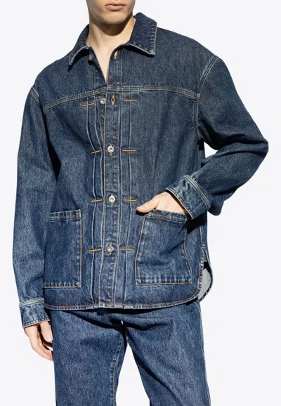 Ferragamo Button-up Denim Jacket In Blue