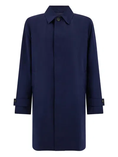 Ferragamo Button Wrist Straps Trench In Blue