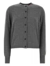 Ferragamo Dark Grey Stretch Cashmere Blend Cardigan In Gray