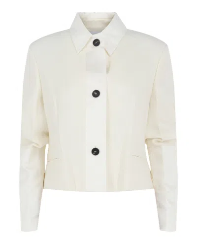 Ferragamo Buttoned Cropped Jacket In Neutral